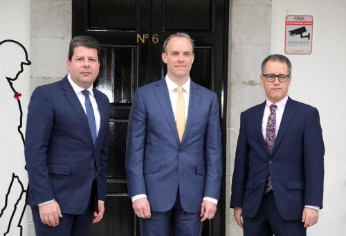 Chief Minister, Deputy Chief Minister and Dominic Raab MP in Gibraltar in March 2021